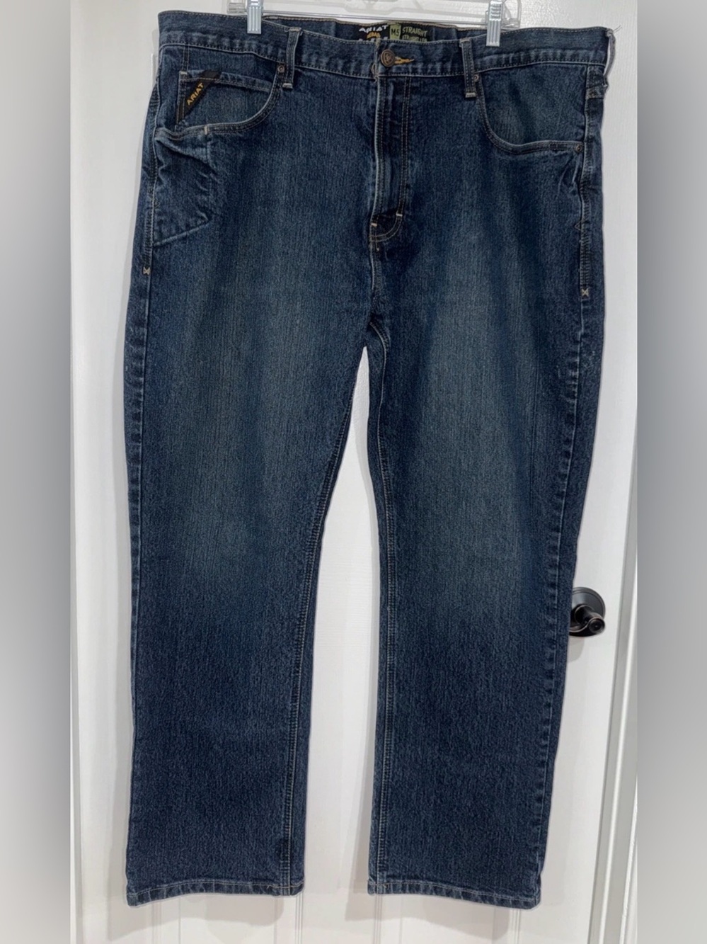 ARIAT Rebar M5 Straight Leg Blue Jeans Mens 42x32 Workwear Western Cowboy - NOTE